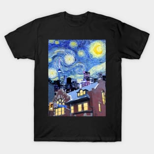 Starry Night Toronto - Van Gogh Skyline Illustration T-Shirt